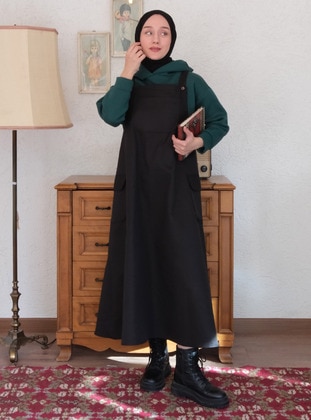 Black - Skirt Overalls - Ceylan Otantik