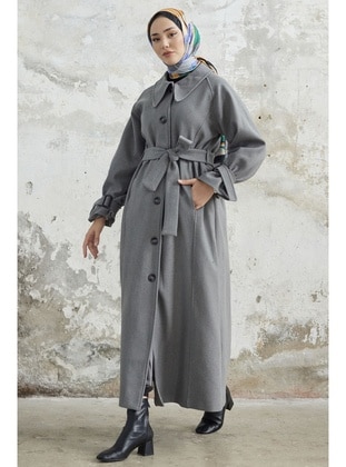 Grey - Fully Lined - Coat - InStyle