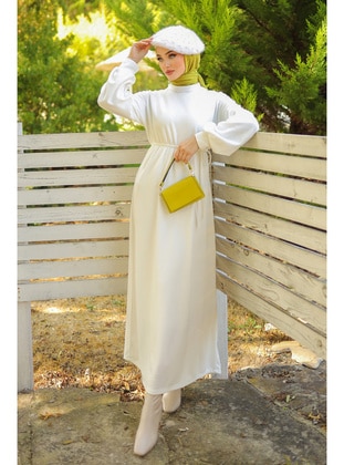 White - Modest Dress - Liz Butik
