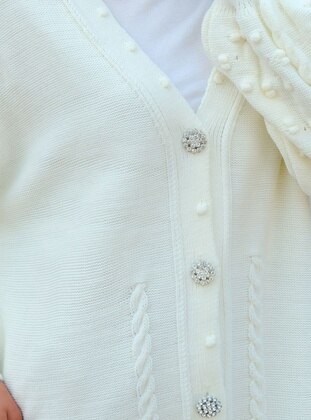 White - Knit Cardigan - Locco Moda