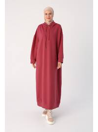 Pink - Sweatheart Neckline - Modest Dress