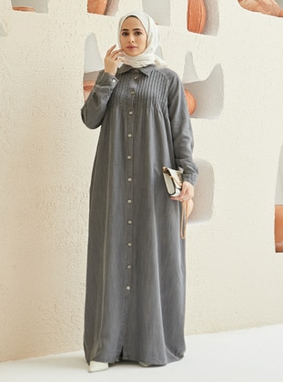 Grey - Plus Size Abaya - Neways