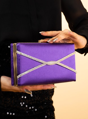 Purple - Evening Bag - Pembe Potin