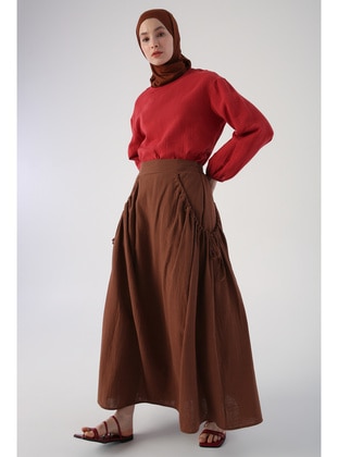 Brown - Fully Lined - Skirt - ALLDAY