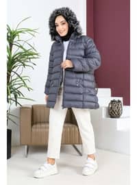 Grey - Fully Lined - Plus Size Puffer Jacket