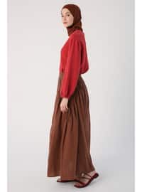 Brown - Fully Lined - Skirt