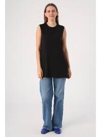 Black - Crew neck - Tunic