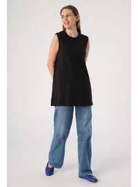 Black - Crew neck - Tunic