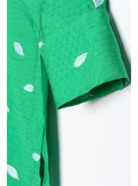 Green - Floral - Cuban Collar - Tunic
