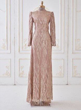 Copper color - Modest Evening Dress - Aslan Polat