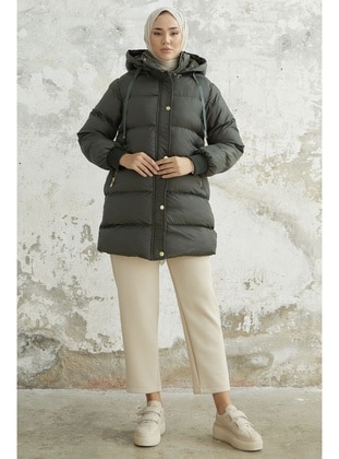 Khaki - Fully Lined - Puffer Jackets - InStyle