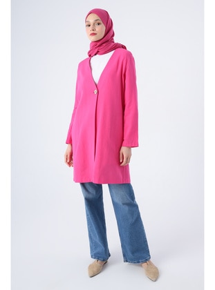Pink - Unlined - V neck Collar - Jacket - ALLDAY