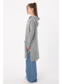 Grey - Unlined - Knit Cardigan