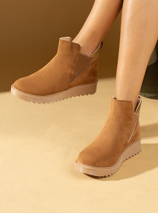 Tan Suede - Boots - Pembe Potin