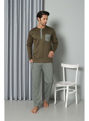 Khaki - Men`s Pyjama Sets - Akbeniz
