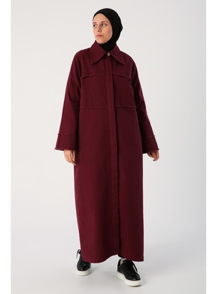 Burgundy - Point Collar - Abaya - ALLDAY