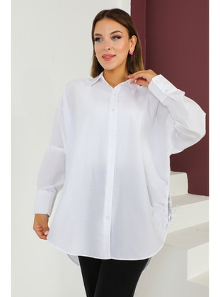 أبيض - بلوزات/قمصان بمقاسات كبيرة - Maymara