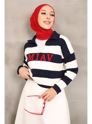 Navy Blue - Knit Sweaters - İmaj Butik