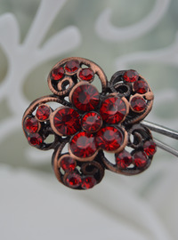 Red Crystal Flower Brooch