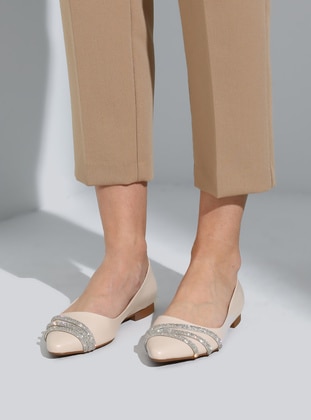 Beige - Flat Shoes - Esma Ayakkabı