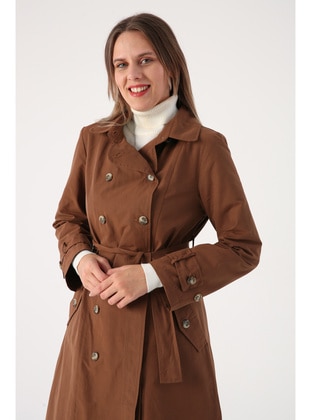 Brown - Fully Lined - Trench Coat - ALLDAY