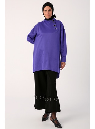 Purple - Crew neck - Tunic - ALLDAY