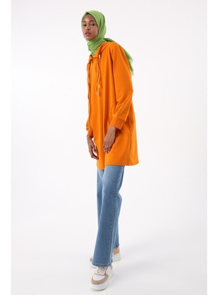 Orange - Hooded collar - Sweat-shirt - ALLDAY