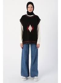 Black - Unlined - Ethnic - Knit Sweater