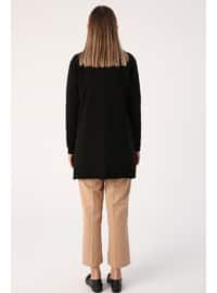 Black V-Neck Long Sweater Cardigan