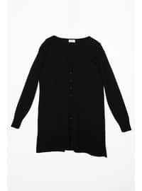 Black V-Neck Long Sweater Cardigan