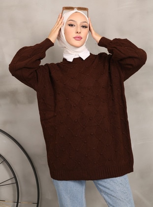 Brown - Knit Sweaters - Vav