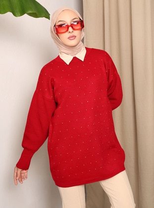 Red - Knit Tunics - Vav