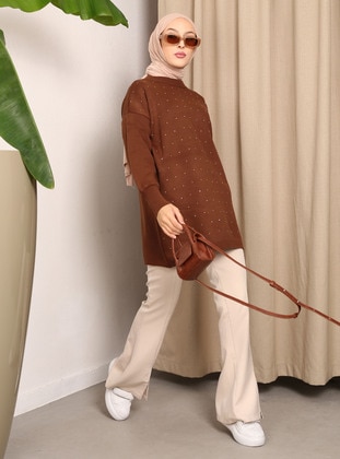 Brown - Knit Tunics - Vav