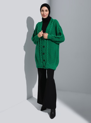 Green - Knit Cardigan - Vav
