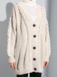 Stone Color - Knit Cardigan