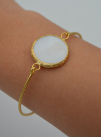 Gold Plated Mother of Pearl Bracelet White