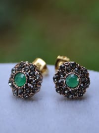 Green Stone Antique Earrings Green
