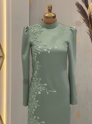 Mint Green - Modest Evening Dress - Piennar