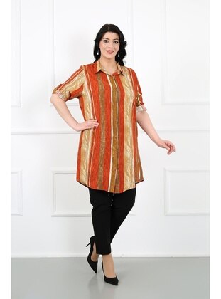 Brick Red - Plus Size Tunic - By Alba Collection