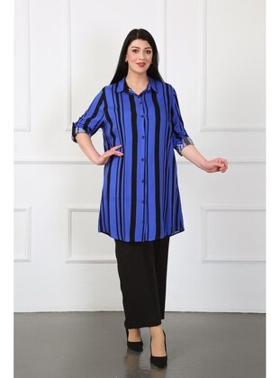 Navy Blue - Plus Size Tunic - By Alba Collection