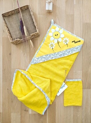 Baby Girl Boy Baby Unisex Yellow Towel 100% Cotton Fabric