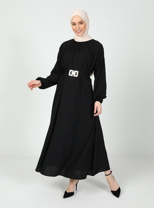 Black - Modest Dress - Tavin