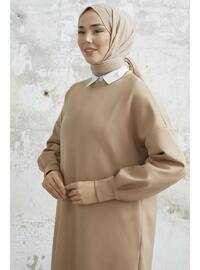 Beige - Unlined - Modest Dress