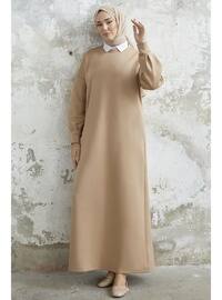 Beige - Unlined - Modest Dress