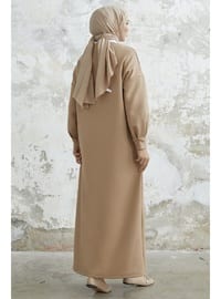 Beige - Unlined - Modest Dress