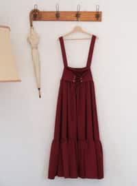 Burgundy - Skirt Overalls