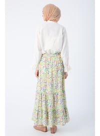 Ecru - Half Lined - Printed - Skirt