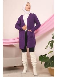  Purple Knit Cardigan