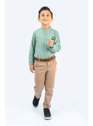 Crew neck - Unlined - Mint Green - Boys` Suit - MNK Baby