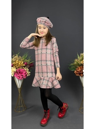 Plaid - Scoop Neck - Unlined - Pink - Girls` Dress - MNK Baby